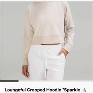 NWT Lululemon Loungeful cropped hoodie SPARK ⚡️ tan with gold sparkle
